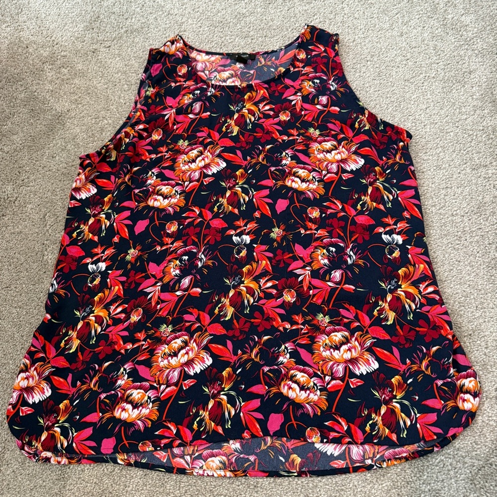 Halogen Women’s Multicolor Floral Tank Sleeveless Top Travel Fabric XL